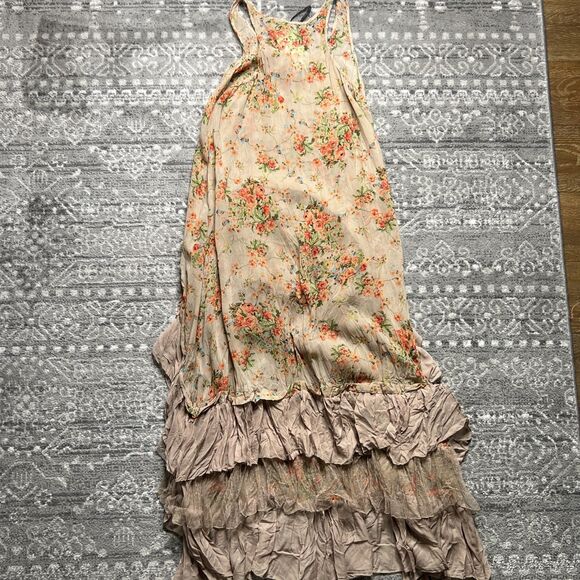 Cecico NWT Hi Low Maxi Sheer Dress Top Medium Tiered Ruffles Woodland Fairy - Picture 11 of 11